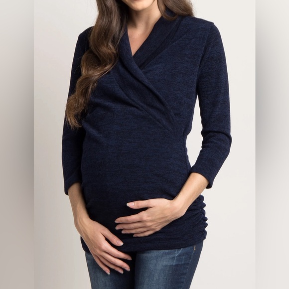 Pinkblush Tops - PinkBlush Navy Blue Knit Maternity/Nursing Top